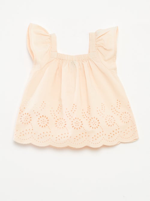 Blusa leve com alças com folhos e bordados - Kiabi