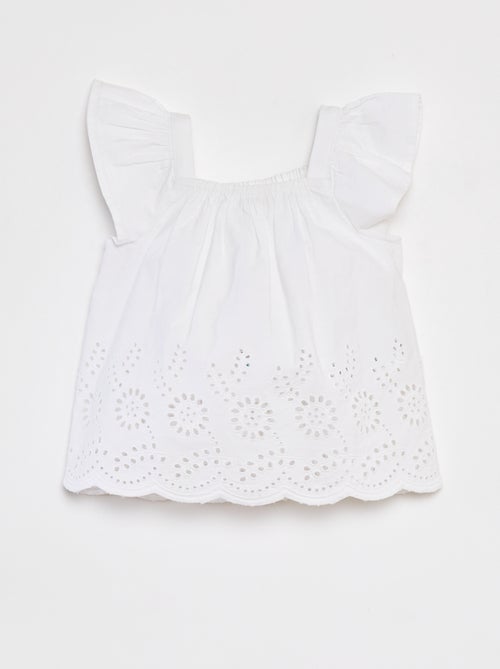 Blusa leve com alças com folhos e bordados - Kiabi