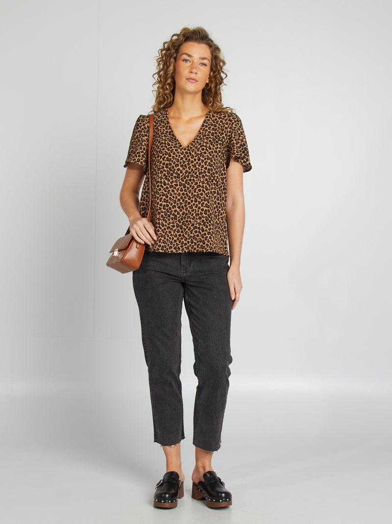 Blusa leve com folhos BEGE - Kiabi