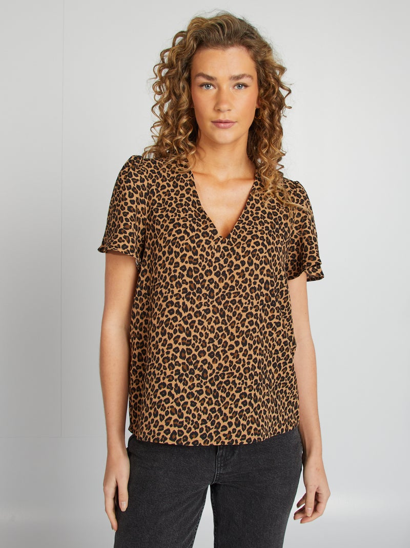 Blusa leve com folhos BEGE - Kiabi
