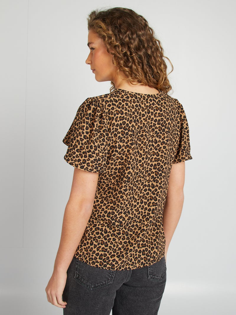 Blusa leve com folhos BEGE - Kiabi