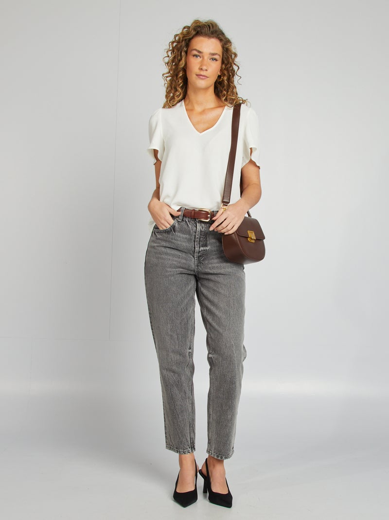 Blusa leve com folhos Branco - Kiabi