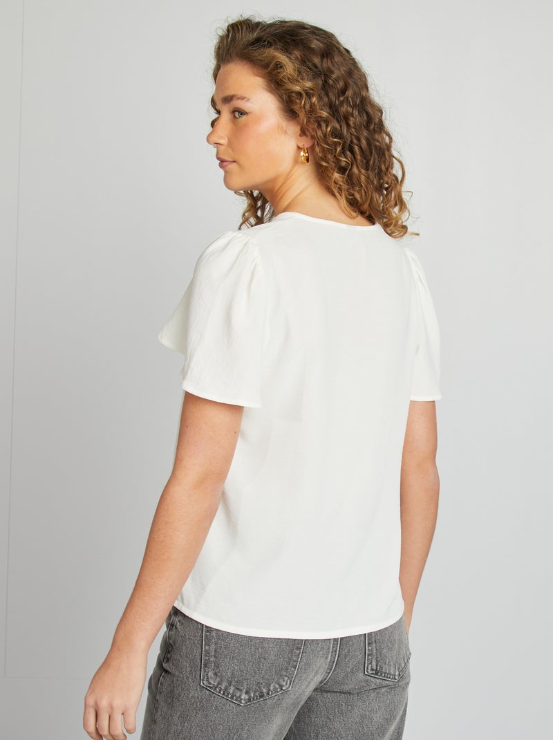 Blusa leve com folhos Branco - Kiabi