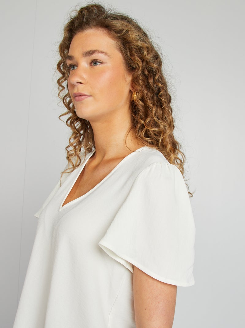 Blusa leve com folhos Branco - Kiabi