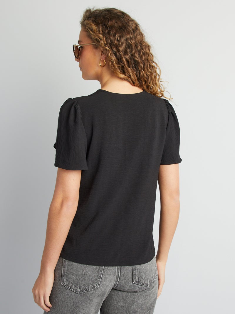 Blusa leve com folhos Preto - Kiabi