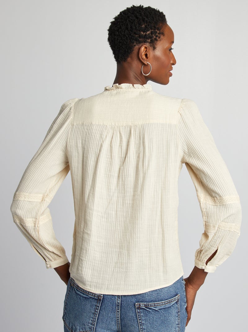 Blusa leve de manga comprida BEGE - Kiabi