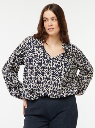 Blusa leve de manga comprida com motivo