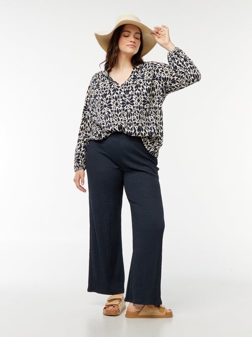 Blusa leve de manga comprida com motivo - Kiabi