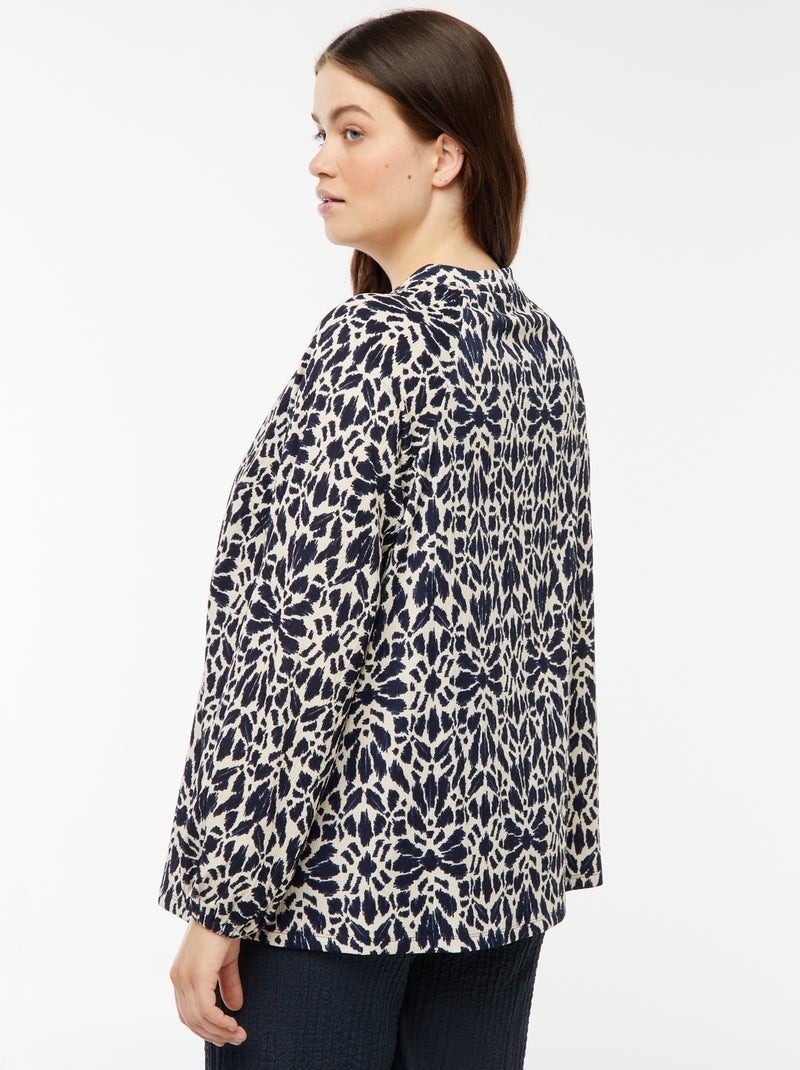 Blusa leve de manga comprida com motivo Azul - Kiabi