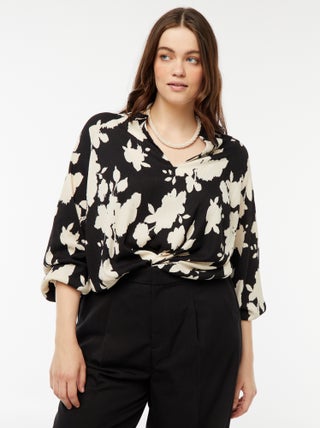 Blusa leve de manga comprida com motivo