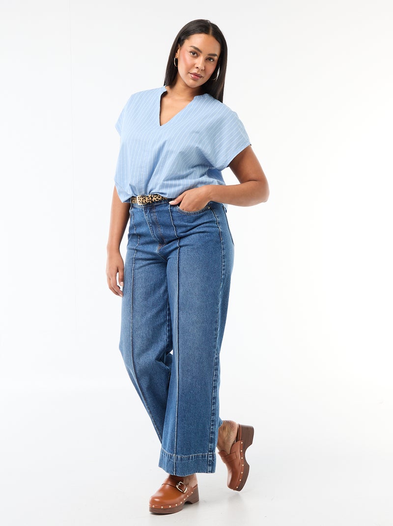 Blusa leve de manga curta Azul - Kiabi