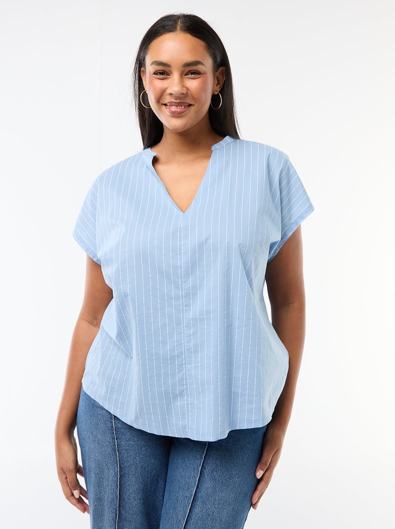 Blusa leve de manga curta Azul - Kiabi