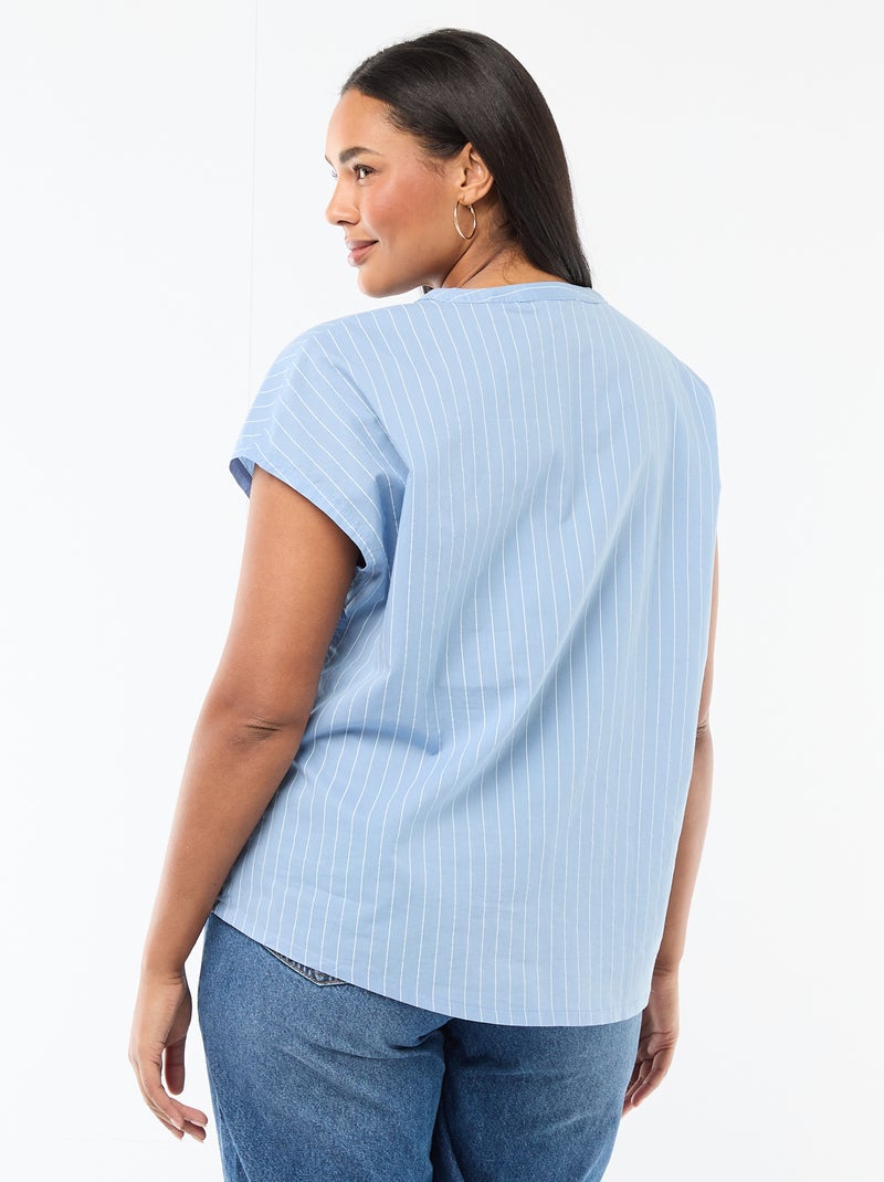 Blusa leve de manga curta Azul - Kiabi