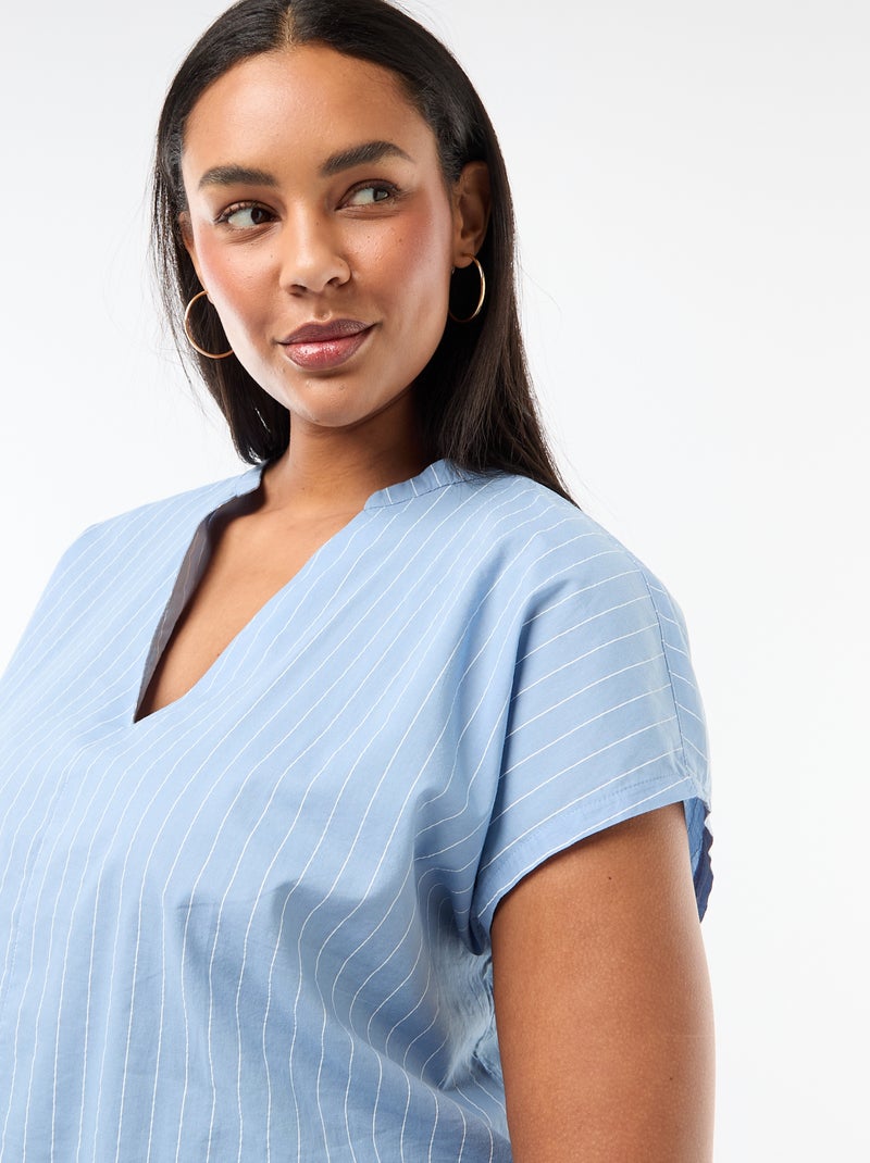 Blusa leve de manga curta Azul - Kiabi