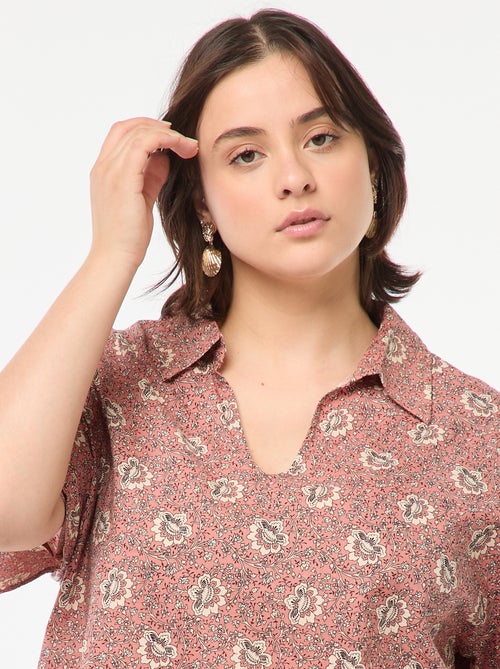 Blusa leve de manga curta com motivo - Kiabi