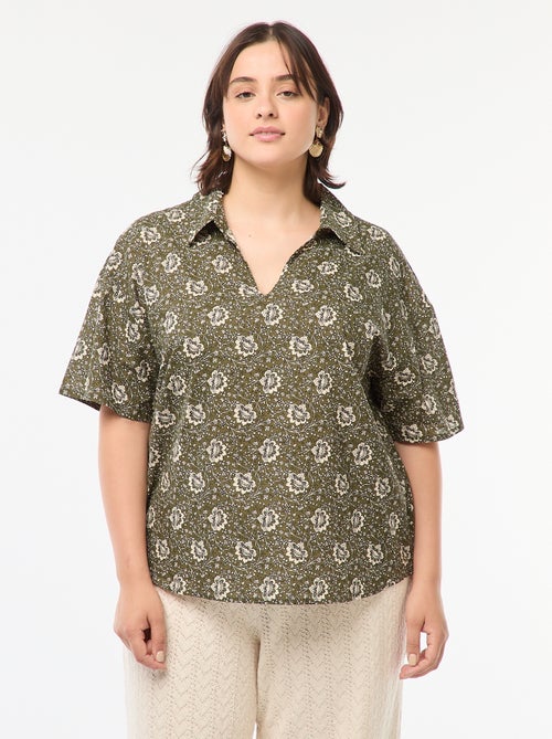 Blusa leve de manga curta com motivo - Kiabi