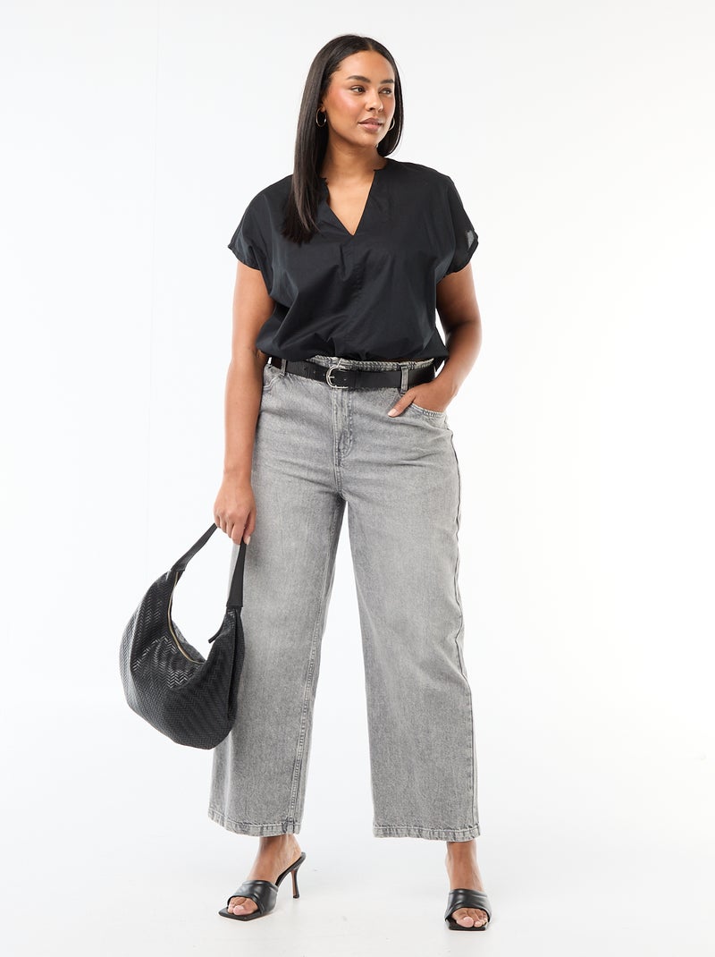 Blusa leve de manga curta Preto - Kiabi