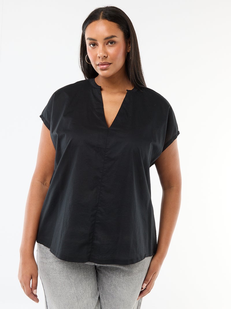 Blusa leve de manga curta Preto - Kiabi