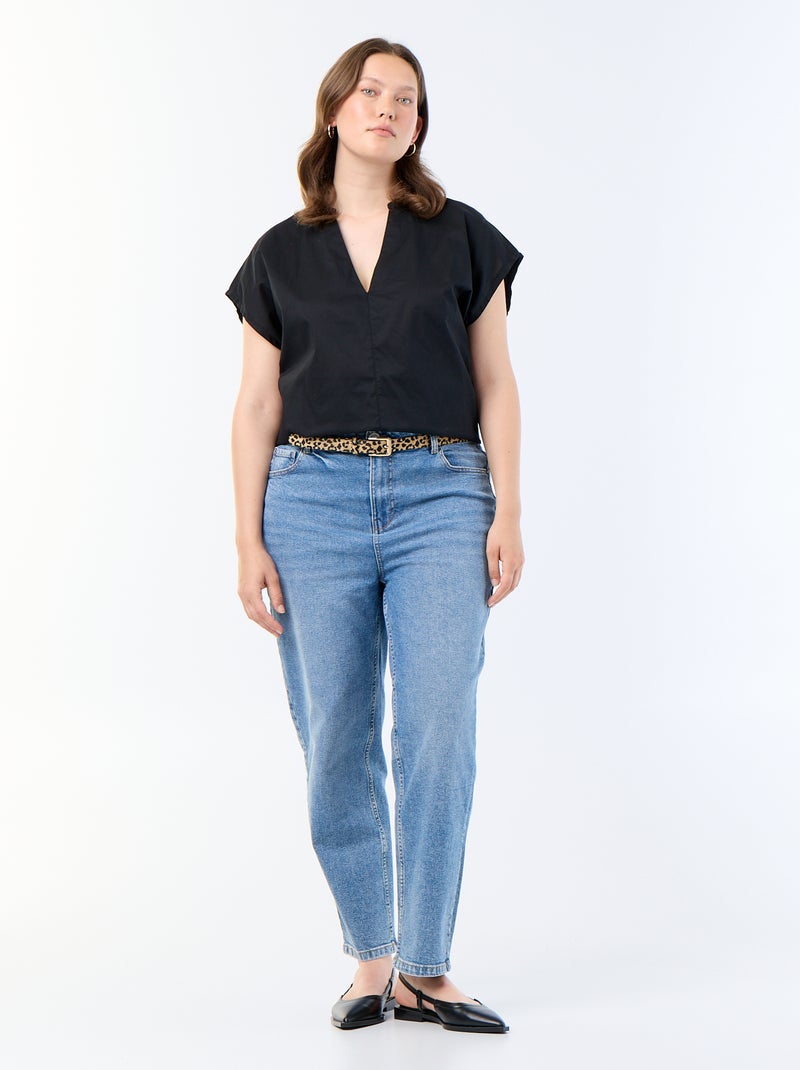 Blusa leve de manga curta Preto - Kiabi