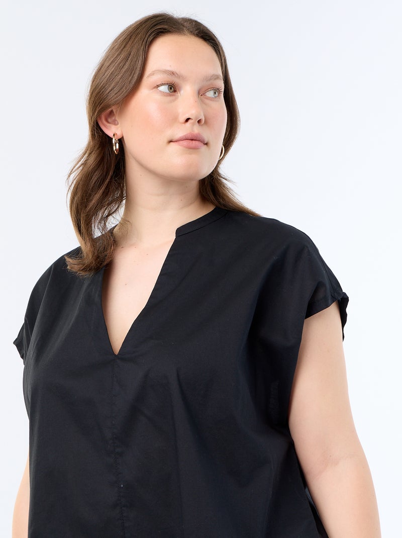 Blusa leve de manga curta Preto - Kiabi