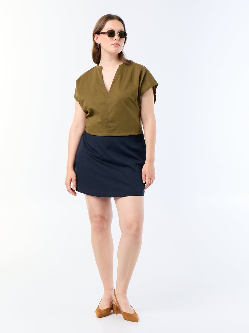 Blusa leve de manga curta Verde - Kiabi