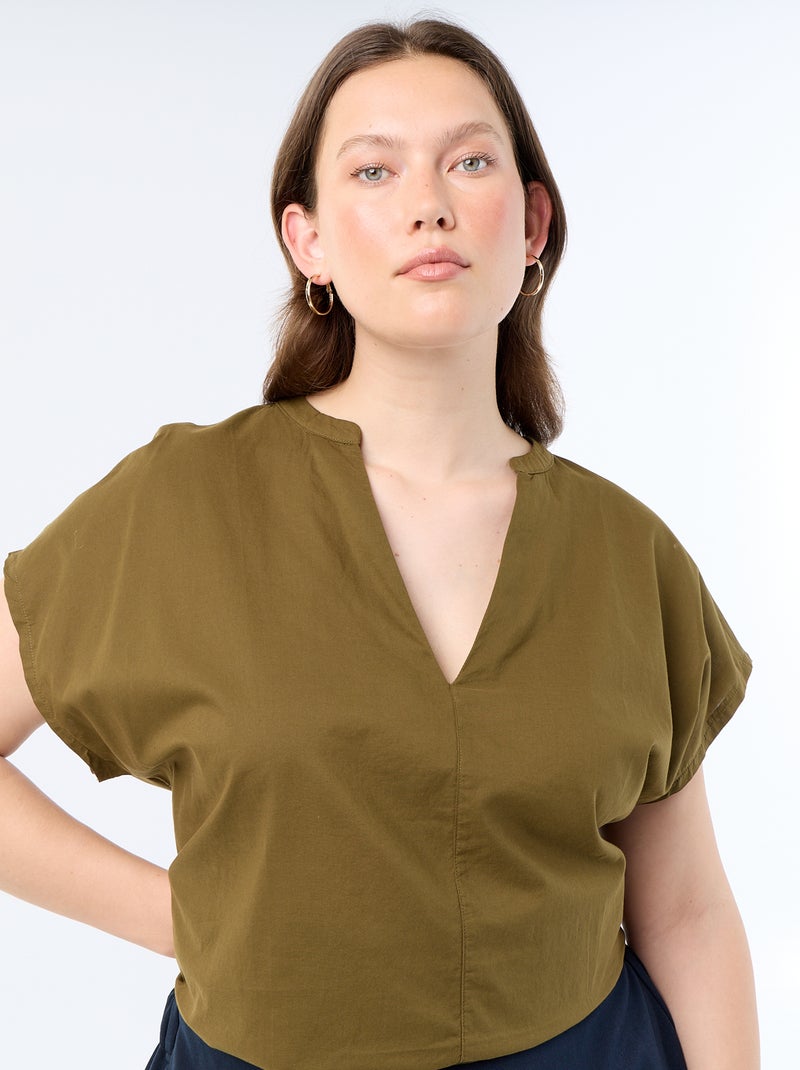 Blusa leve de manga curta Verde - Kiabi