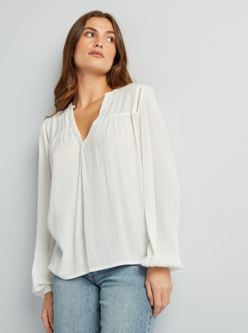 Blusa lisa com decote em V - Kiabi