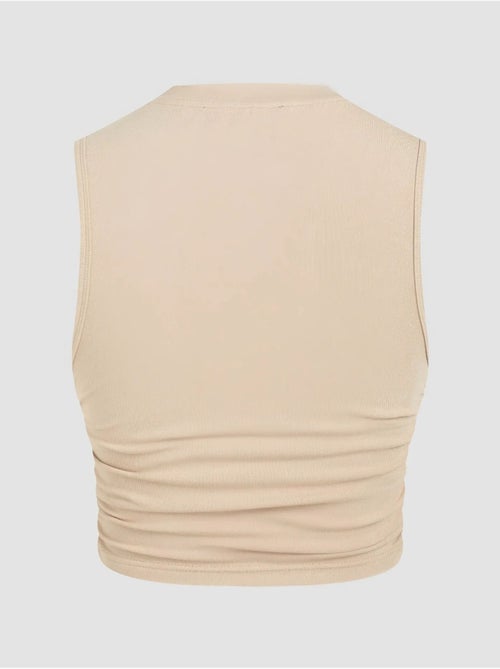 Blusa lisa com detalhes franzidos hiccup - Kiabi Blusa lisa com detalhes franzidos hiccup - Kiabi