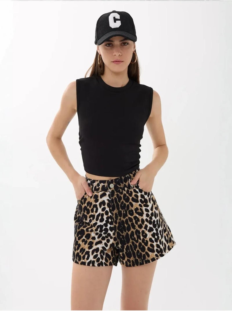 Blusa lisa com detalhes franzidos hiccup Preto - Kiabi