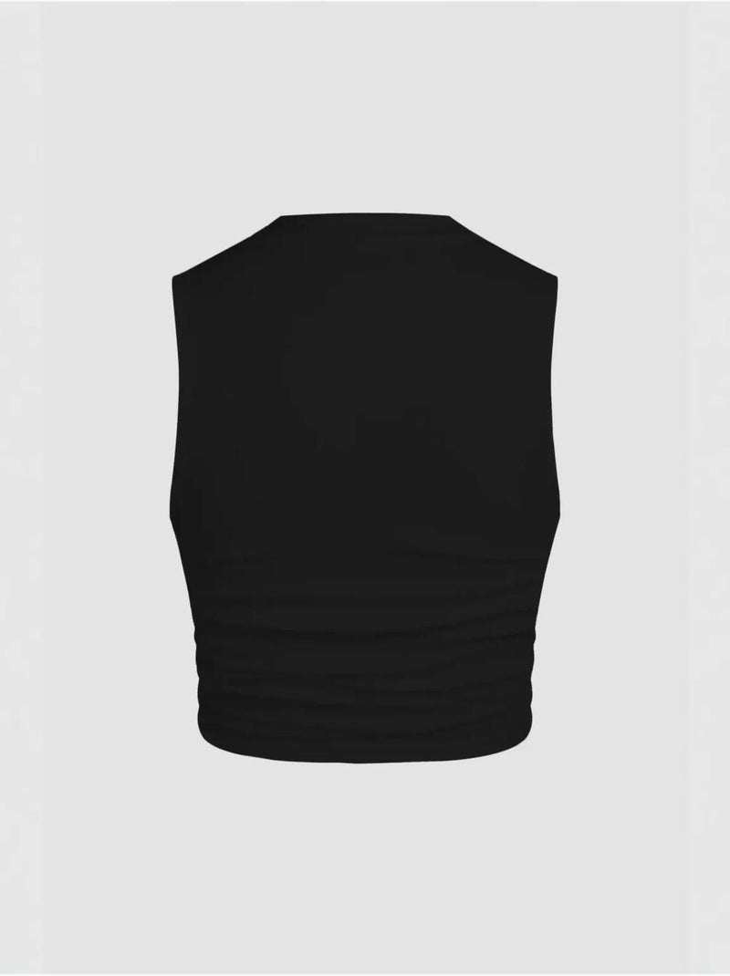 Blusa lisa com detalhes franzidos hiccup Preto - Kiabi
