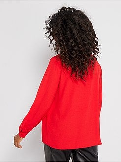 Blusa lisa com gola com laço - Kiabi