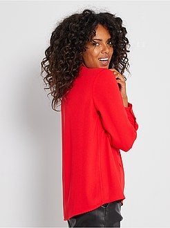 Blusa lisa com gola com laço - Kiabi