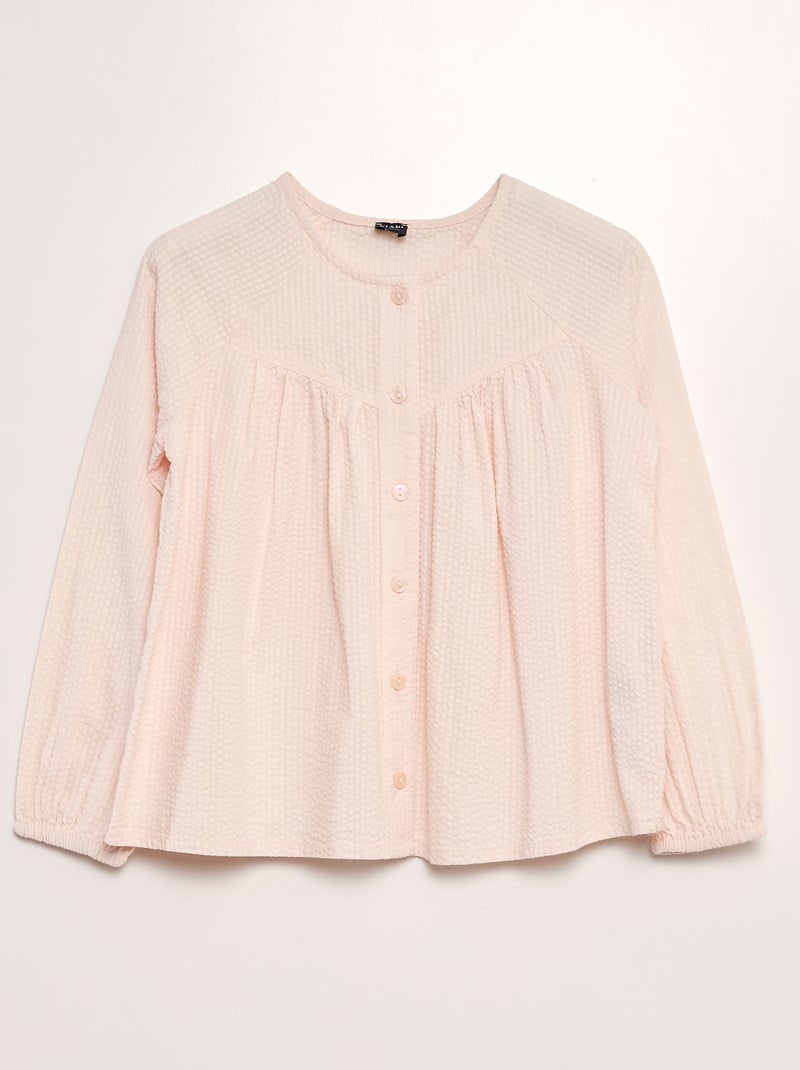 Blusa lisa de malha gofrada ROSA - Kiabi