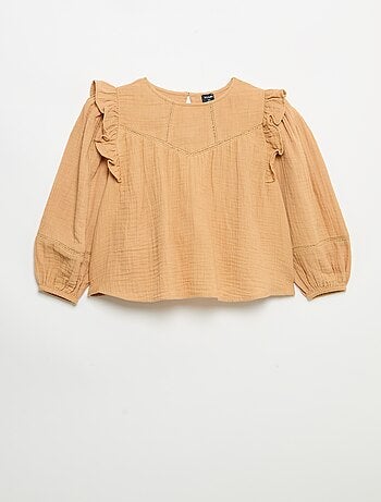 Blusa lisa em gaze de algodão