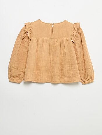 Blusa lisa em gaze de algodão