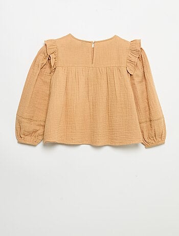 Blusa lisa em gaze de algodão