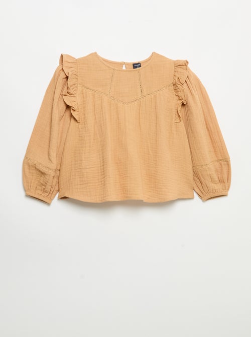 Blusa lisa em gaze de algodão - Kiabi