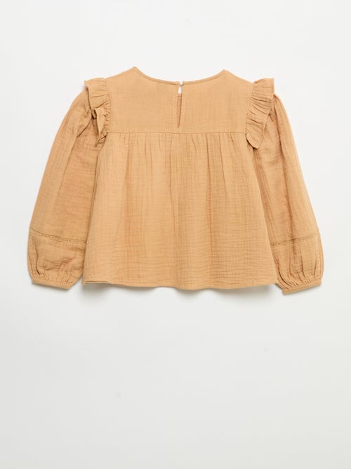 Blusa lisa em gaze de algodão - Kiabi