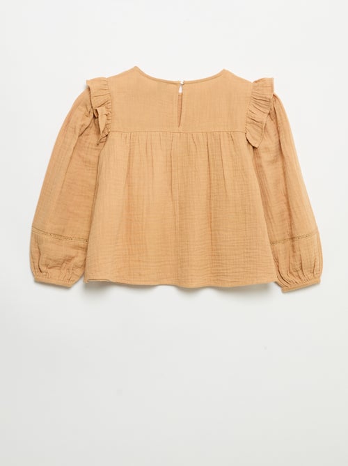 Blusa lisa em gaze de algodão - Kiabi Blusa lisa em gaze de algodão - Kiabi
