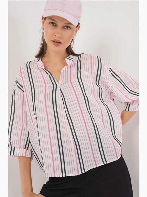 Blusa listrada decote em v bdart - Kiabi Blusa listrada decote em v bdart - Kiabi