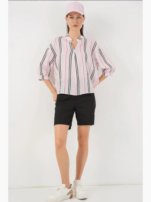 Blusa listrada decote em v bdart - Kiabi Blusa listrada decote em v bdart - Kiabi