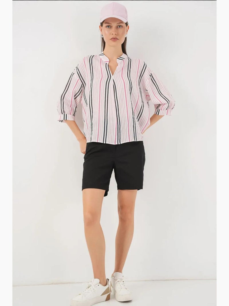 Blusa listrada decote em v bdart Rosa - Kiabi