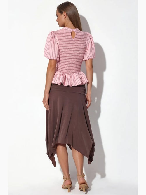Blusa listrada texturizada com folho busem - Kiabi Blusa listrada texturizada com folho busem - Kiabi
