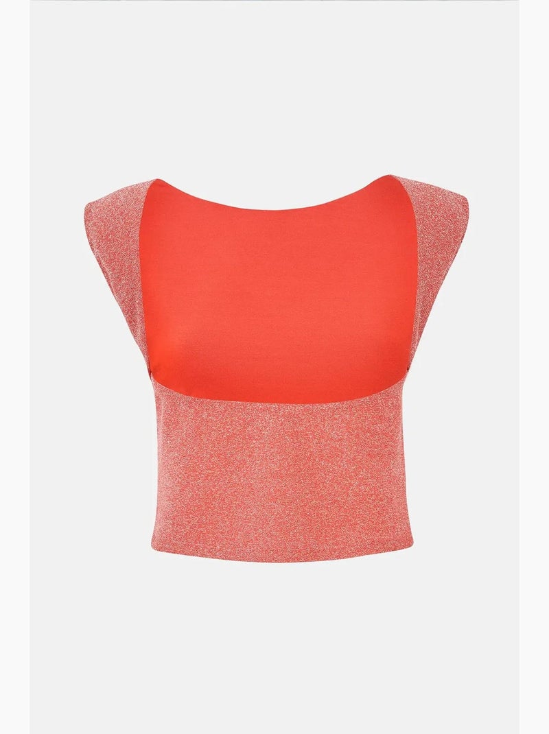 Blusa lurex aberta nas costas hiccup Rosa - Kiabi