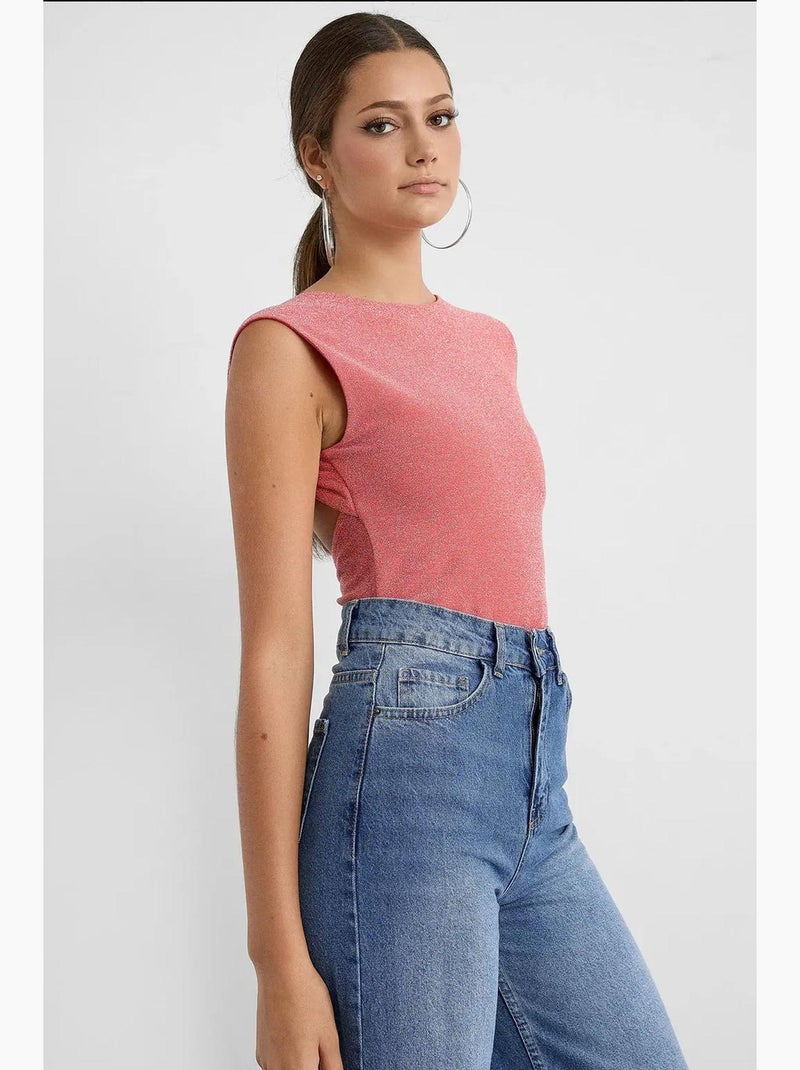 Blusa lurex aberta nas costas hiccup Rosa - Kiabi