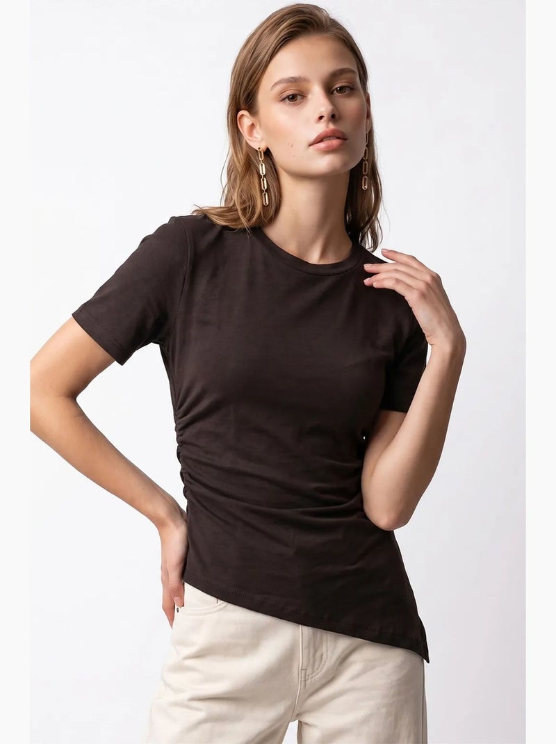 Blusa mixray Castanho-chocolate - Kiabi