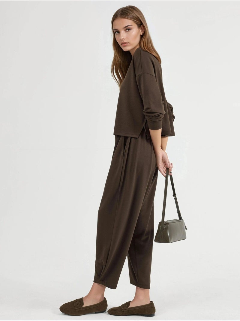 Blusa modal touch e calças salwar conjunto co-ord hiccup Castanho-escuro - Kiabi
