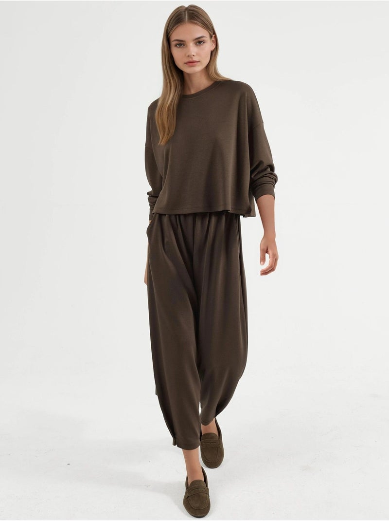 Blusa modal touch e calças salwar conjunto co-ord hiccup Castanho-escuro - Kiabi