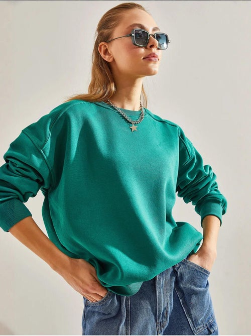 Blusa oversize escovada de três fios lucci - Kiabi Blusa oversize escovada de três fios lucci - Kiabi