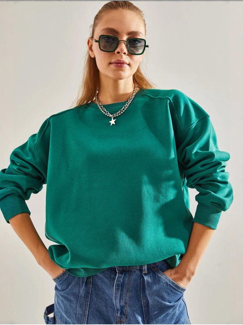 Blusa oversize escovada de três fios lucci Verde - Kiabi